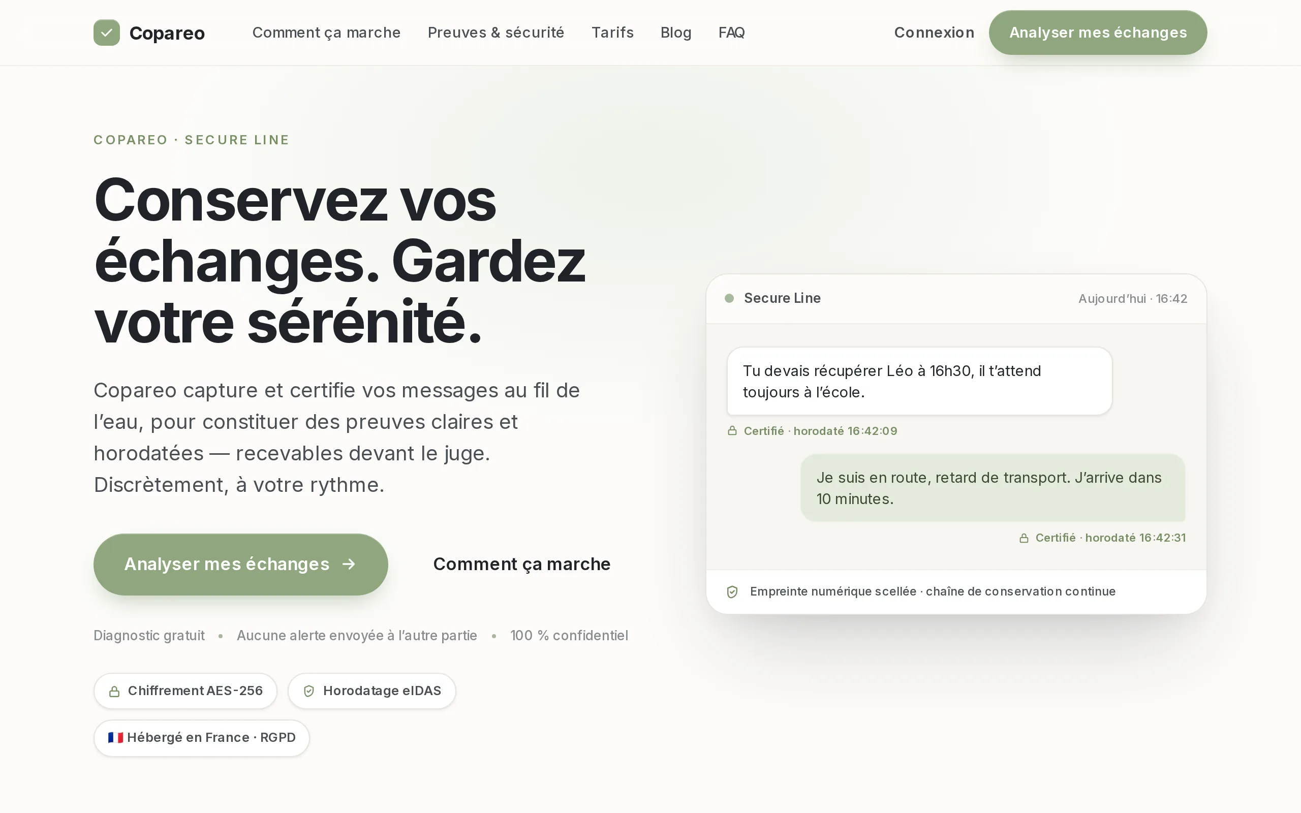 Capture de la page d’accueil de Copareo